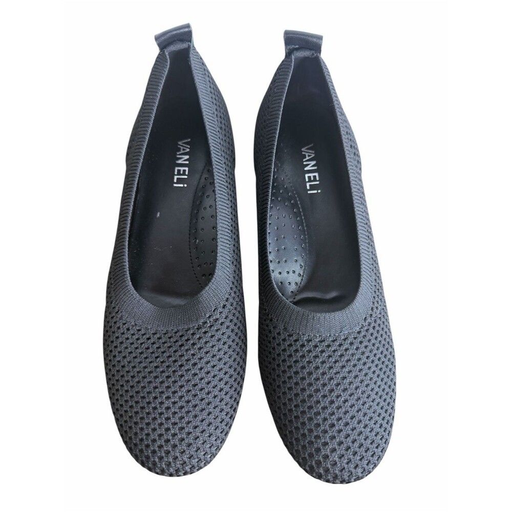Vaneli Suvi Stretch Knit Flats size 7 1/2 M Black Perforated Cushioned Shoes